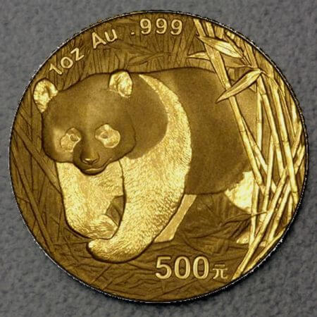 reverse side of the 2001 issue of the Gold Panda coins