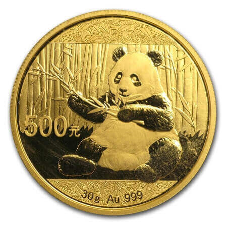 reverse side of the 2017 issue of the China Panda gold coins