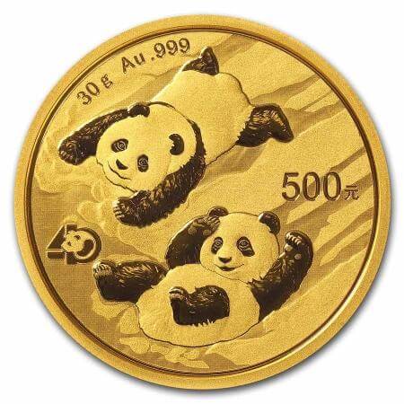 reverse side of the 2022 issue of the Chinese Gold Pandas