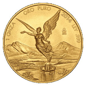 obverse side of the 2014 issue of the brilliant uncirculated 1 oz Gold Libertads