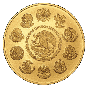 reverse side of the 2014 issue of the brilliant uncirculated 1 oz Mexican Gold Libertad coins