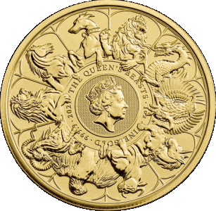 reverse side of the 2021 Completer Coin of the 1 oz gold coins of the Queen's Beasts series