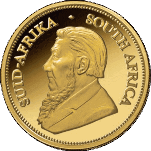 obverse side of the 2012 issue of the brilliant uncirculated 1 oz South African Gold Krugerrands