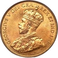 obverse side of the Canada $10 George V gold coins minted in 1914