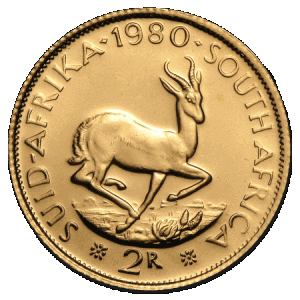 reverse side of the 2 South African Rand gold coins minted in 1980