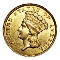 obverse side of the 1854 Three-Dollar Gold Pieces