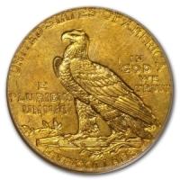 reverse side of the 1912 $5 Indian Gold Half Eagles