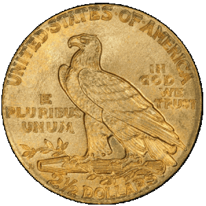 reverse side of the 1911 $2.50 Indian Gold Quarter Eagles