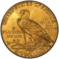 reverse side of the 1929 $2.50 Indian Gold Quarter Eagles