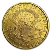 reverse side of the $20 Liberty Gold Double Eagles minted in 1879 in San Francisco