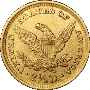 reverse side of the 1877 $2.50 Liberty Gold Quarter Eagles