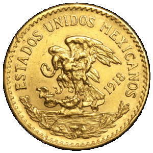 reverse side of the 1918 Mexican Gold 20 Pesos