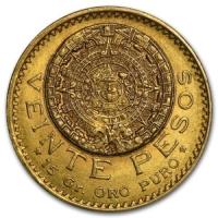 obverse side of the Mexican Gold 20 Pesos that were minted in 1920