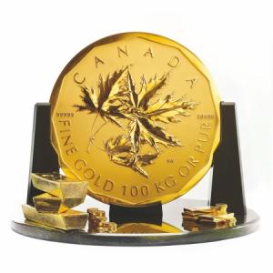 the Royal Canadian Mint produced this 99.999% pure 100 kg Canadian Gold Maple Leaf coin in 2007