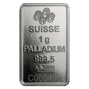 backside view of the minted 1 gram PAMP Suisse Fortuna palladium bars
