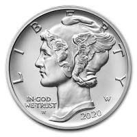 obverse side of the 2020-W burnished issue of the 1 oz American Palladium Eagles
