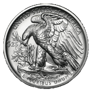 reverse side of the 2017 issue of the brilliant uncirculated 1 oz Palladium American Eagles