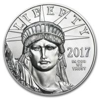 obverse side of the 2017 issue of the brilliant uncirculated 1 oz American Platinum Eagles