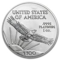 reverse side of the 2017 issue of the brilliant uncirculated 1 oz American Platinum Eagle coins