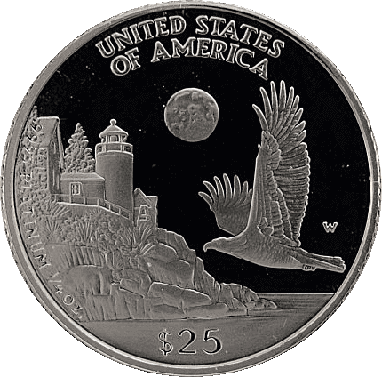 reverse side of the 1998 platinum proof version of the American Eagle coins