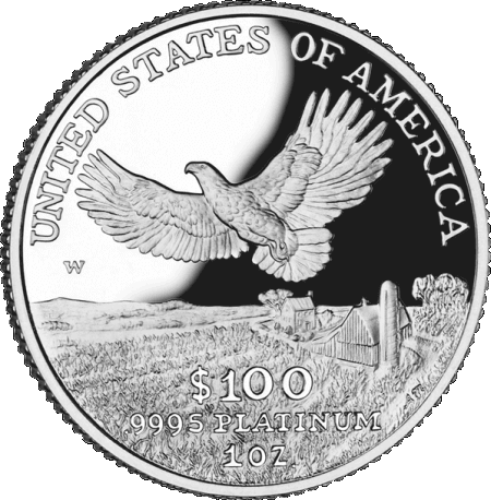 reverse side of the 2000 proof Platinum American Eagles