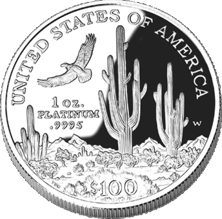 reverse side of the 2001 proof Platinum American Eagle coins