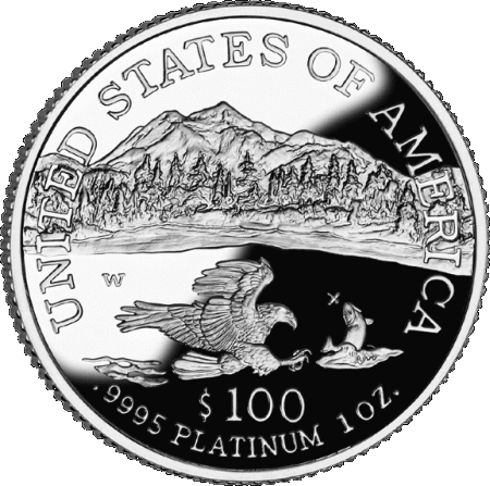 reverse side of the 2002 proof Platinum American Eagle coin