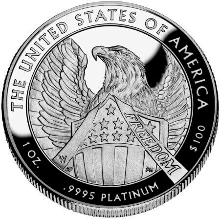 reverse side of the 2007 proof American Eagle platinum coin
