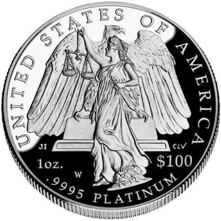 reverse side of the 2008 American Platinum Eagle proof coins