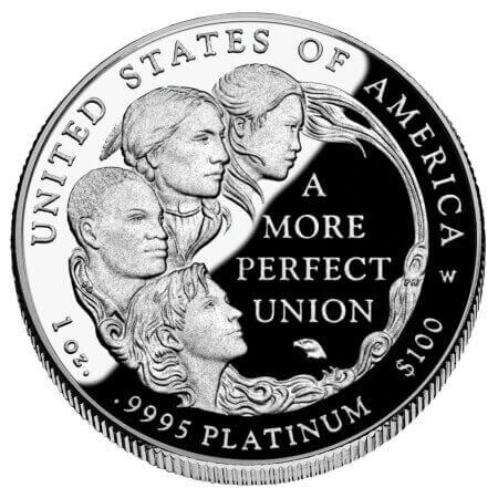 reverse side of the 2009 American Platinum Eagle proof coin