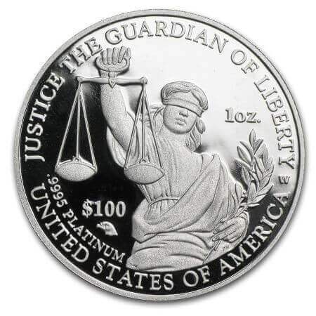 reverse side of the 2010 American Platinum Eagle proof coins