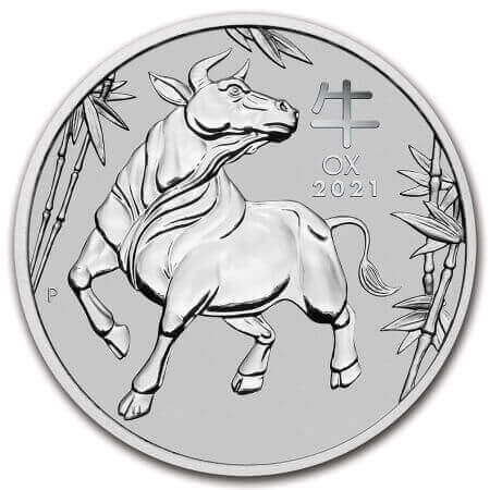 reverse side of the 2021 issue of the Australian Platinum Lunar coins