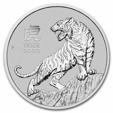 reverse side of the 2022 issue of the Australian Platinum Lunar coins