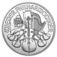 obverse side of the 2016 issue of the brilliant uncirculated 1 oz Austrian Platinum Philharmonic coins