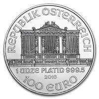 reverse side of the 2016 issue of the brilliant uncirculated 1 oz Austrian Platinum Philharmonics