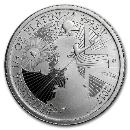 reverse side of the 2017 issue of the proof 1/4 oz Britannia platinum coins
