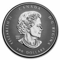 obverse side of the collectible 1 oz Platinum Maple Leaf coins that were issued in 2022 for the Platinum Jubilee of Queen Elizabeth II