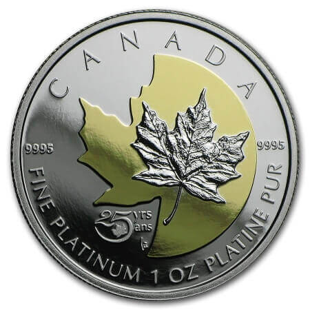 reverse side of the proof 2013 Canadian Platinum Maple Leaf coin