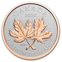 reverse side of the 2020 Maple Leaf Forever reverse proof issue of the 1 oz Platinum Canadian Maple Leafs