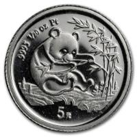reverse side of the 1994 issue of the brilliant uncirculated 1/20 oz Chinese Platinum Pandas