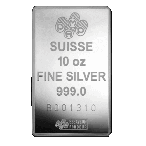 backside view of the Fortuna 10 oz PAMP Suisse silver bars