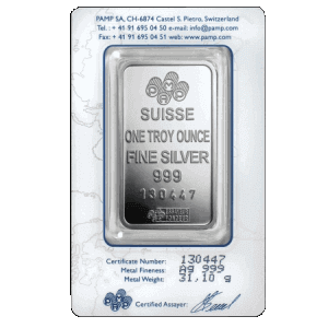 backside view of the minted 1 oz PAMP Suisse Fortuna silver bars