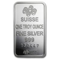 backside view of 1 oz PAMP Suisse silver bars