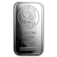 frontal view of 1 oz Sunshine Mint silver bars
