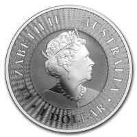 obverse side of the 2019 issue of the brilliant uncirculated 1 oz Australian Silver Kangaroo coin