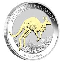 gilded version of the Perth Mint's 1 oz Australian Silver Kangaroo coin 2017