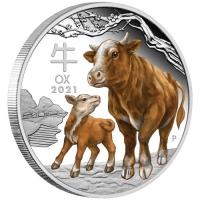 1 oz colorized proof 2021 Year of the Ox Silver Lunar coin