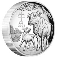 1 oz high relief proof 2021 Year of the Ox Australian Silver Lunar coin