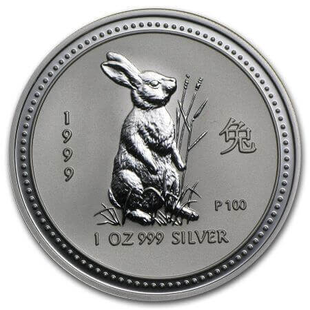 reverse side of the 1999 issue of the Australian Silver Lunar Series 1 coin
