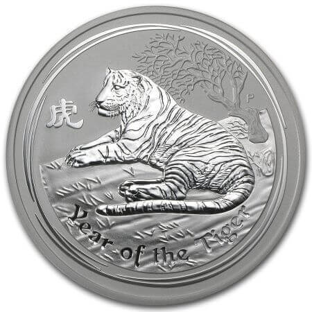 reverse side of the 2010 issue of the Australian Lunar silver coin